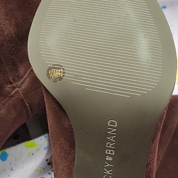 LUCKY BRAND Tall Suede Western Heel Boot SZ 10 Knee High Boots - Picture 7 of 10